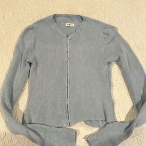 James Street Co Val Ribbed Top, light blue size small